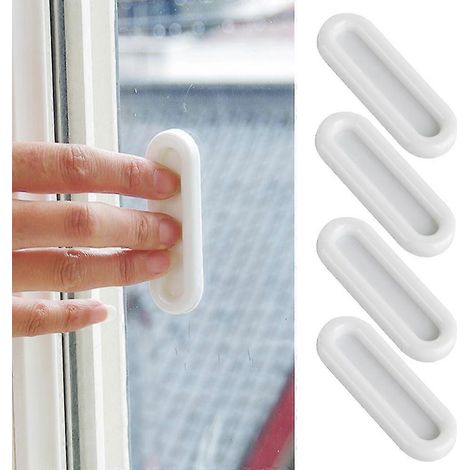 Poignées de porte de placard - Poignées ovales pour porte coulissante - Poignées encastrées pour porte escamotable - Blanc - Lot de 4 (1/5)
