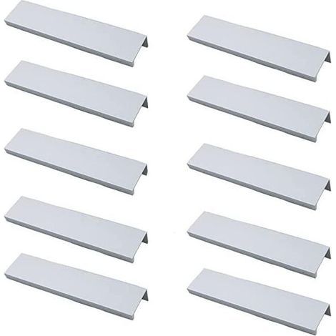 (Blanc) Lot de 10 poignées noires pour meubles - poignée invisible centrée pour cuisine, poignée noire mate en alliage d'aluminium pour armoire (1/5)