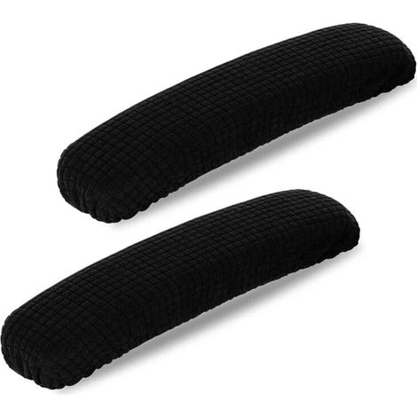 1 Paire Housses d'accoudoirs, Polyester élastique, Coussin coudes noir, Chaise bureau gaming (1/5)