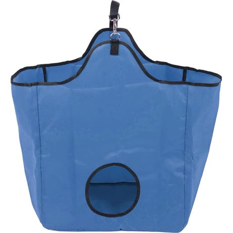 Filet a Foin Chevaux, Tissu Oxford 600D Filet Alimentation Résistant Imperméable Grande Capacité Polyester Renforcé Sac à Foin pour Propriétaires Chevaux et Écuries Sac à Foin Portable (Bleu) (1/5)
