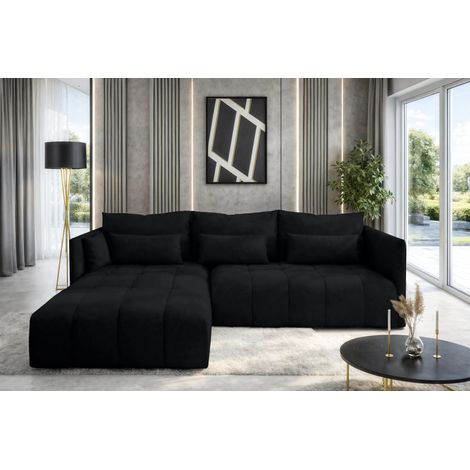 AX LIVING Ecksofa Schwarz Eckcouch mit Schlaffunktion Cosmova 245 cm