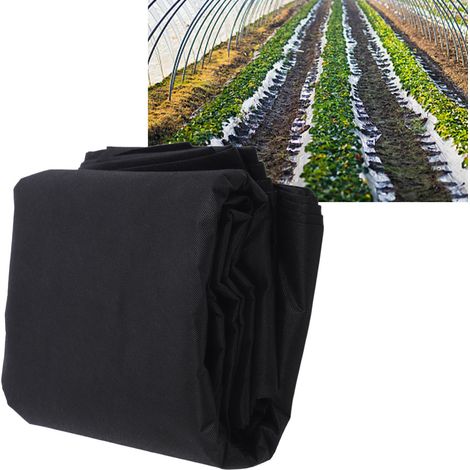 Cubierta protectora para plantas, bloque de ventilación reforzado, protección invernal, gran formato 9 x 1,6 m, tejido no tejido, negro. (1/5)