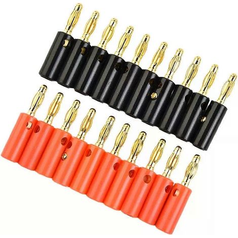 Pour 4/8/20 pièces Fiche banane 4 mm, connecteur à tête lanterne plaqué or, câbles audio pour haut-parleurs, fiche banane pour cornet - JXLGV (1/4)