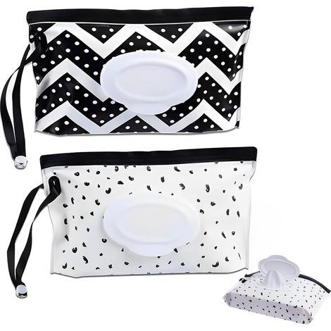 Bolsas para toallitas húmedas (2 unidades), dispensador de bolsas para toallitas húmedas, caja portátil reutilizable para guardar toallitas húmedas.