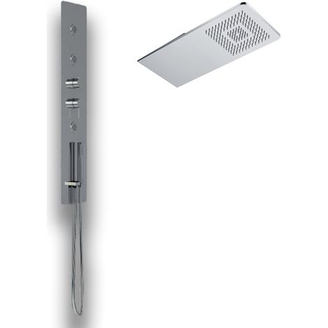 Wall kit a parete da incasso a muro acciaio inox + soffione doccia a parete acciaio inox punta quadrata (1/2)