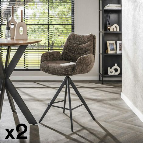 Tabouret de bar pivotant grand confort, finition taupe (lot de 2) TAJ (1/3)