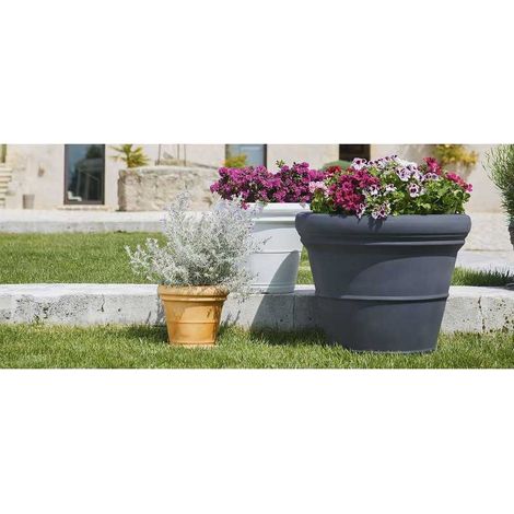 Vaso in Polimero Monacis Doppio Bordo Liscio Antracite Ø90 (90X72h)