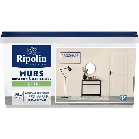 Peinture Murs, Boiseries, Radiateurs RIPOLIN Satin Cassonade 2,5 L (1/3)