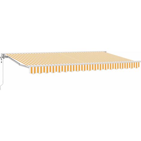 Cadre d'Store banne  Auvent Jaune et blanc 350 x 200 cm