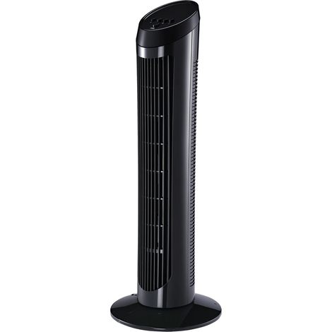 Ventilateur tour 45 W, silencieux, 3 vitesses, oscillation à 70°, ABS, noir, Ø 27 x H 75 cm (1/5)