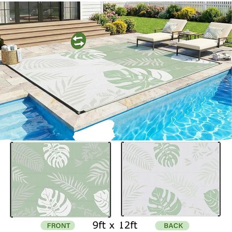Alfombra de exterior, impermeable, ligera, 2,7 x 3,65 m (9 x 12 pies) (1/2)