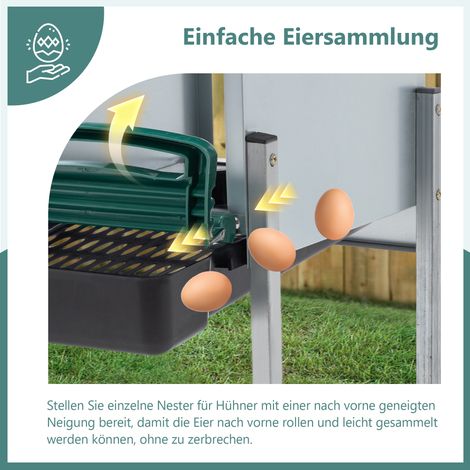 Nid à poules 4 compartiments vert avec pieds et housse extérieure, conception stable anti-saleté pour basse-cour jardin, pratique pour la ponte des volailles (1/5)