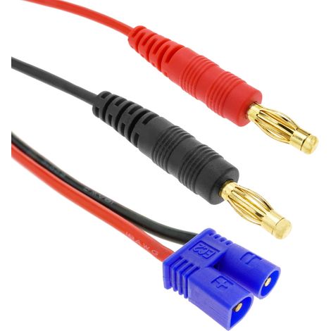 BeMatik - Cable EC2 macho a HXT Banana 4.0mm macho de 30cm 18AWG Carga y fuente alimentación