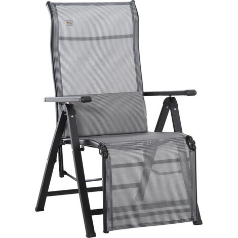 Transat de jardin pliable zéro gravité avec dossier réglable 9 positions et coussin 70 x 65 x 111 cm Gris