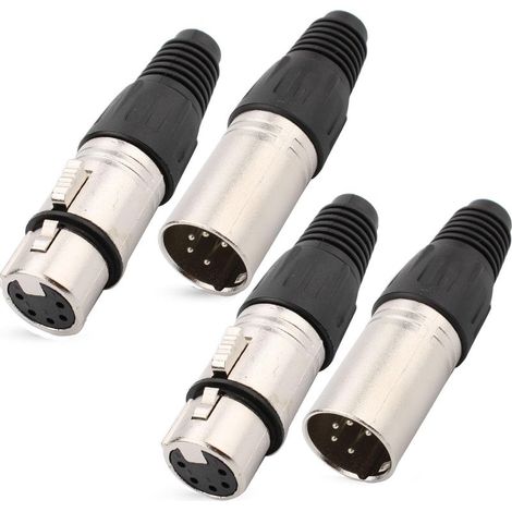 Lot de 4 connecteurs XLR mâles et femelles à 5 broches, connecteurs XLR, connecteurs de câble de microphone, prise audio pour microphone, connecteur à souder XLR, prise XLR femelle, pour (1/4)