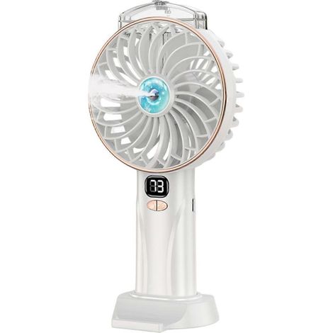 HONORNIC - Ventilateur portable, petit ventilateur rafraîchissant, 2400 mAh, ventilateur de table, 5 vitesses, idéal pour les voyages et les activités de plein air, blanc.