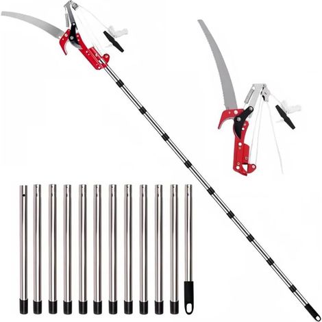Scie d'élagage manuelle, réglable en hauteur sur 4 m, 1 scie pour 2 utilisations, Couper des arbres et des arbustes denses sans échelle, sécateur manuel pour branches hautes (1/5)