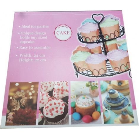 Trade Shop - Alzata Tortiera 24x22 Cm Due Piani Ferro Porta Dolci Muffin Cup Cake Decorazioni -