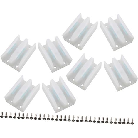 lot de 8 guide de sol pour porte coulissante, plastique, blanc (1/5)