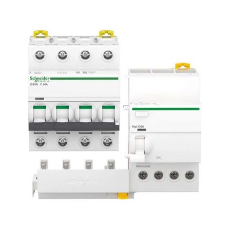 Schneider Electric Blocco differenziale QuickVigi iC60 4P 25A 30mA AC + Interruttore magnetotermico iC60N 4P C 16A 6000A
