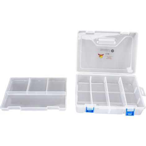Boîte de rangement transparente en plastique démontable pour accessoires, perles et bijoux.