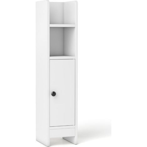 Mueble de suelo para baño 20 x 18 x 80 cm almacenamiento versátil acabado elegante en madera contrachapada blanco 200010258