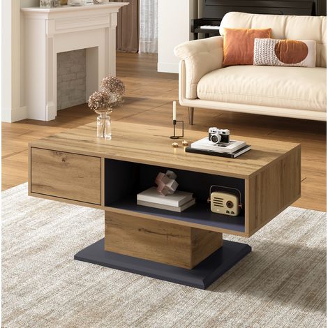 Couchtisch mit Stauraum 100x50x46,5 cm Holzoptik OKMYHOME (1/5)