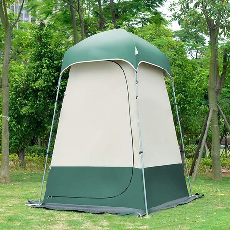 Tente de douche de camping préservant l'intimité, structure en acier stable et robuste, cabine de changement extérieure pour camping, randonnée, voyage, vert (1/5)