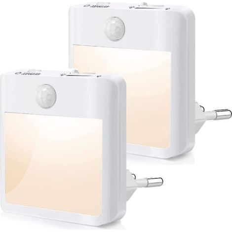 Lot de 2 veilleuses avec détecteur de mouvement, allumage/extinction automatique, veilleuse pour enfants 4000K blanc naturel, autocollante pour placard, escaliers, cuisine (1/5)