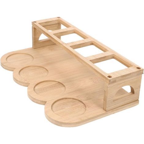 Étagère de rangement pour pots à huile pour armoires de cuisine en bois - Organisateur de garde-manger en bambou - Étagères en bois - Support de pot à condiments - Support pour condiments (1/4)