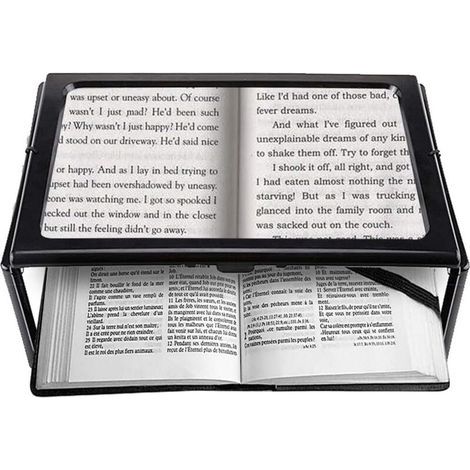 A4 Pleine Page Loupe de Lecture Loupe Sur Pied Rectangulaire Mains Libres avec 4 LED Lampe Lentille de Grossissement 3X pour Lire pour les Personnes âgées Les Aînés et Les Malvoyants de (1/5)