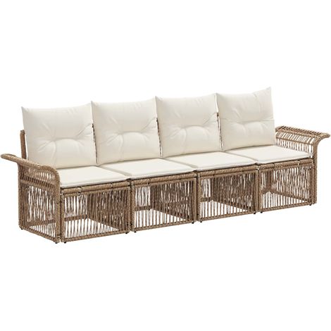 Gartensofa-set 4 pcs Beige Poly-Rattan vidaXL