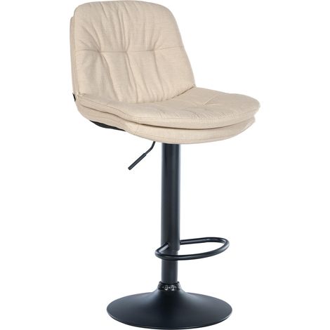 Sgabello alto x1 per cucina e bar con seduta in morbido tessuto color crema e struttura in metallo nero 100005687