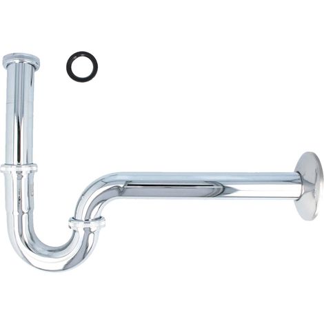 tecuro PROFI Röhrengeruchsverschluss Siphon für Waschbecken, extra lang - Edelstahl/Messing verchromt (1/5)