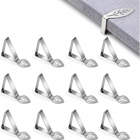 12PCS Pinces à Nappe et Pince Nappe Table en Acier Inoxydable, Pince pour Nappe de Table Pince Nappe Exterieur et Attache Nappe de Table Exterieur, pour Tables Épaisses, Jardin, Restaurant et Pique-ni (1/5)