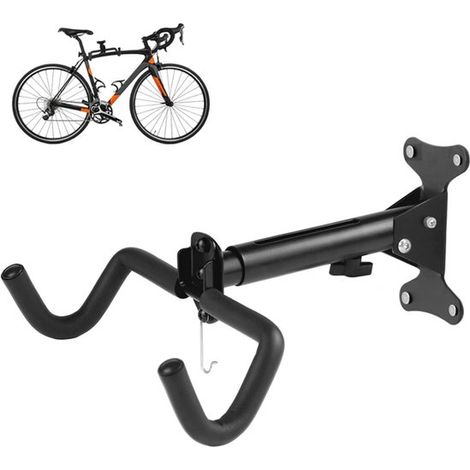 Support mural pour vélo - porte-vélos - crochet mural - noir - 28-40 cm - alliage d'aluminium/fer (1/5)