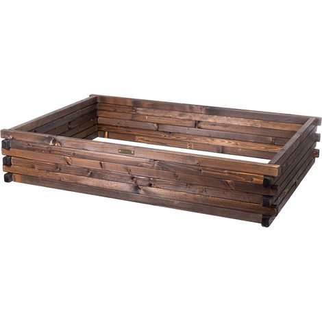 Letto rialzato in legno 120x80x24cm Greenspot - Letto rialzato per erbe aromatiche, fiori, ortaggi - Fioriera in legno impregnato - Legno Palissandro Scuro (1/5)