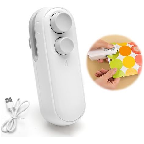 Mini Scelleur avec Cutter, 2 en 1 Scelleuse Thermique Manuel, Soudeuse Sac Plastique Rechargeable, Scelleuse de Sacs avec Aspiration Magnétique, Machine a Sceller, Scelleuse Sac Plastique (1/5)