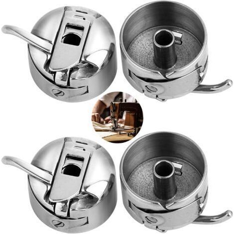 4 Pieces Sewing Machine Bobbin Case, Stainless Steel Bobbin Cases for Sewing Machines, Compatible with Class 15 Front Loading Machines, Durable and Practical (1/5)