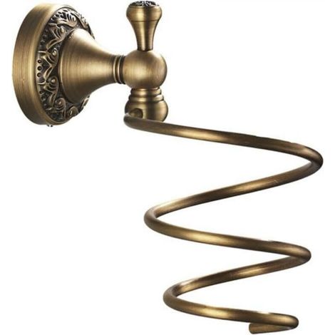 Antique-style toilet paper storage basket, brass wall-mounted hair dryer holder, bathroom accessories (1/5)
