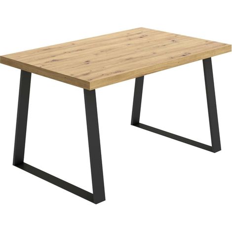 Dmora - Fester-Tisch Darrigh, Mehrzweck-Esstisch, rechteckiger Küchen- oder Esszimmertisch, 140 x 90 x 75 cm, Nodi-Eiche (1/4)