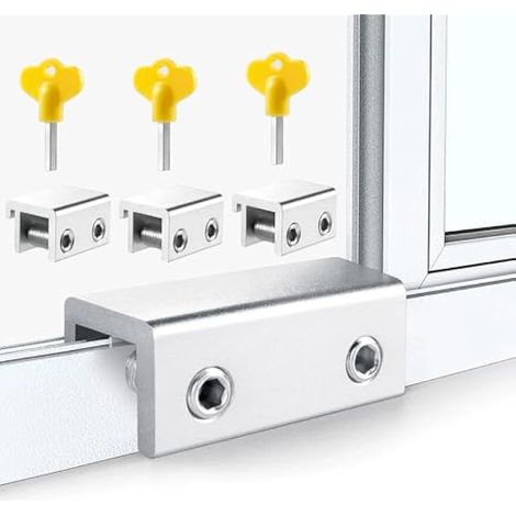 3 Pcs Verrou Baie Coulissante, Verrou Baie Vitrée Coulissante, Avec Verrou Bloc Porte Coulissante, Bloc Baie Vitrée Coulissante, Verrou Porte Coulissante, Pour Portes et Fenêtres Coulissantes (1/4)