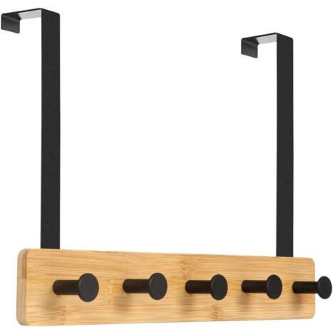 Patère de Porte à Suspendre 5 Crochets pour Chambre Porte Manteau pour Rangement, Vestes, Peignoirs,Sacs à Main et Autres-Naturel (1/5)