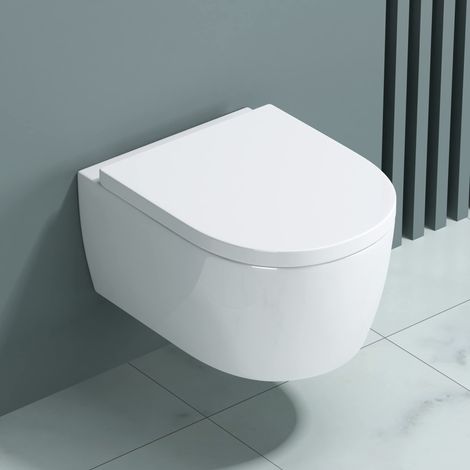 doporro WC toilette suspendu abattant silencieux lunette de WC de WC Aachen106 48x35,5x25cm (1/5)