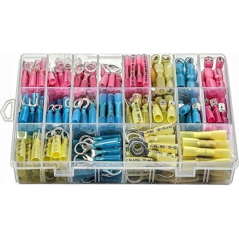 Cosses Electriques Souder Borne à Sertir Kits 240pcs Connecteurs de Fil, Étanche Isolé Thermorétractable Terminaux