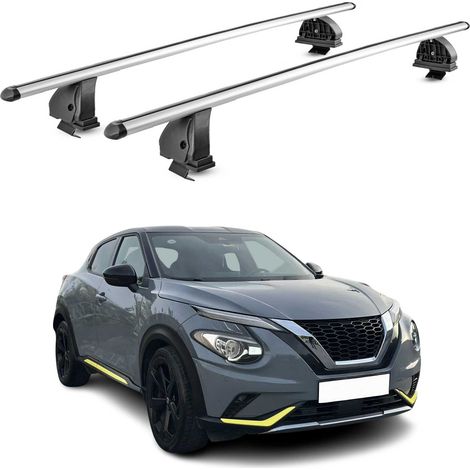 OMAC Barres de toit transversales en aluminium pour Nissan Juke II 2019-2026 – TÜV / DIN 75302:2019 – Antivol inclus – Charge max 75 kg – 2 barres – Gris (1/4)