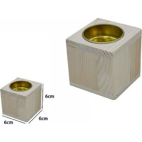 TrAdE Shop Traesio - Porta Candela Base Portacandela Lumini In Legno Naturale 6cm Decorazione 53736a -