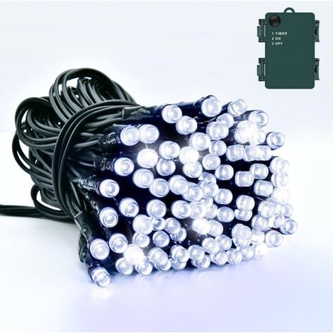 Guirlande lumineuse d'extérieur blanc froid avec minuteur - 5m - 50 LED - Câble vert Décoration de Noël (1/4)
