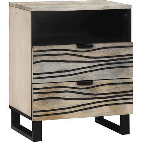 Cabinet de chevet avec tiroir-Table de nuit-Table de chevet Blanc et Noir 50 x 33 x 62 cm 814164 (1/5)
