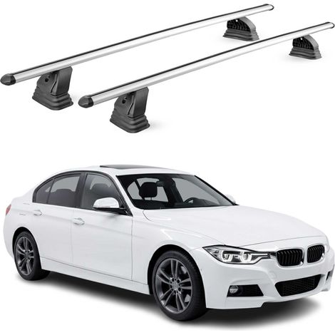 OMAC Aluminium Dachträger Querträger für BMW 3er F30 Limo 2012-2019 – TÜV / DIN 75302:2019 – Abschließbar – T-Nut – Max. 75 kg – 2 Stangen – Silber (1/5)